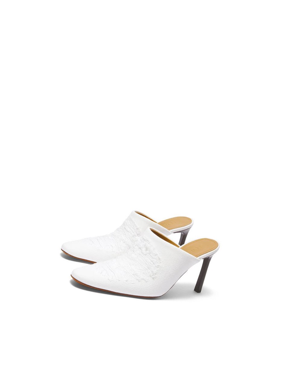 Loewe Mule in ripped denim Blanche | 7086OZIBS