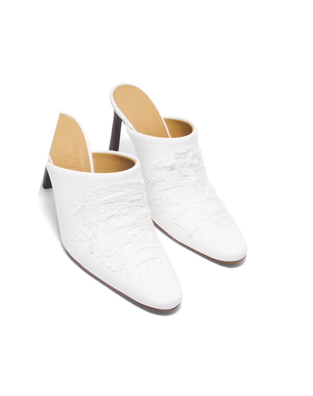 Loewe Mule in ripped denim Blanche | 7086OZIBS