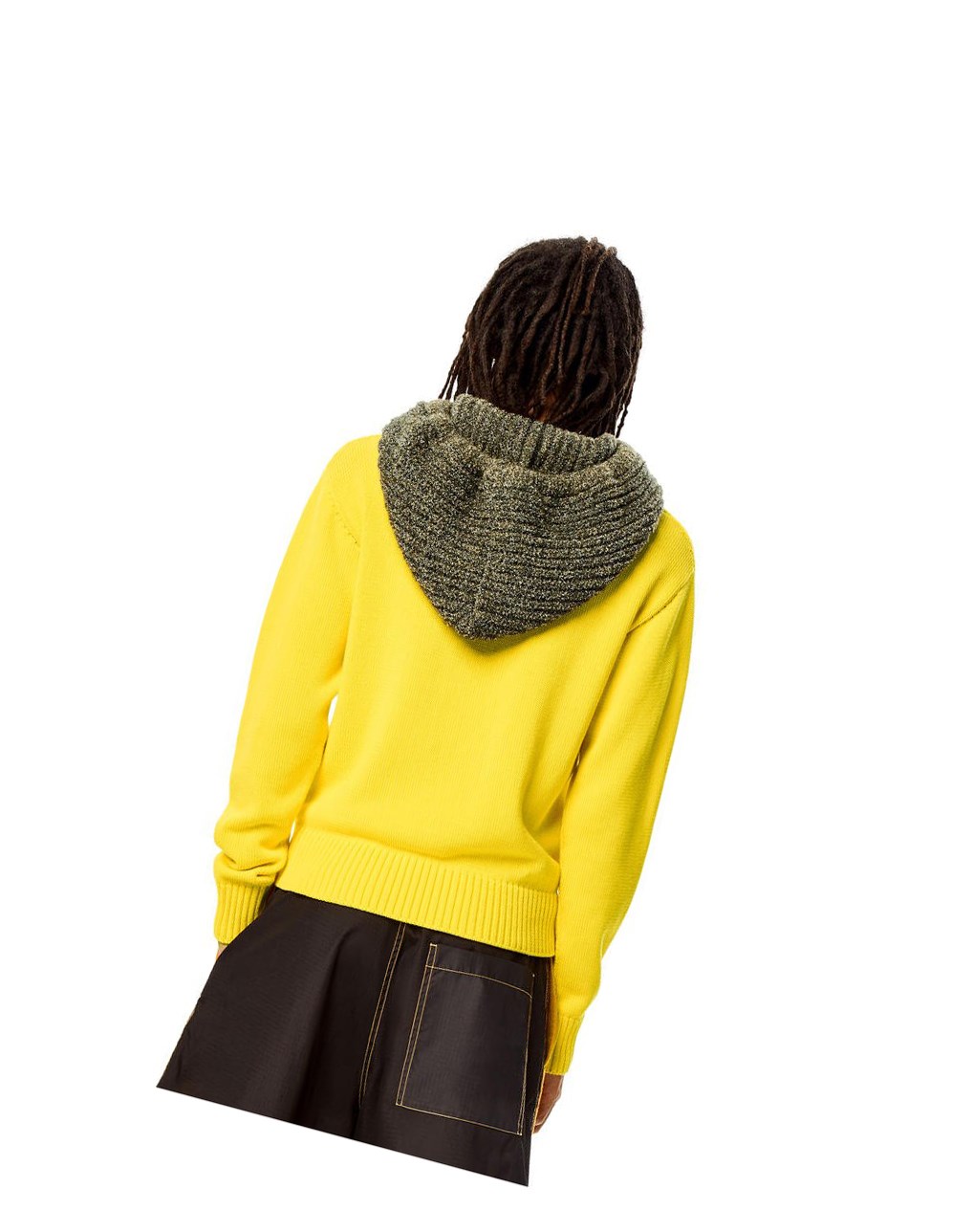 Loewe Multi-colour knit hoodie in cotton Jaune | 1659KEDMB