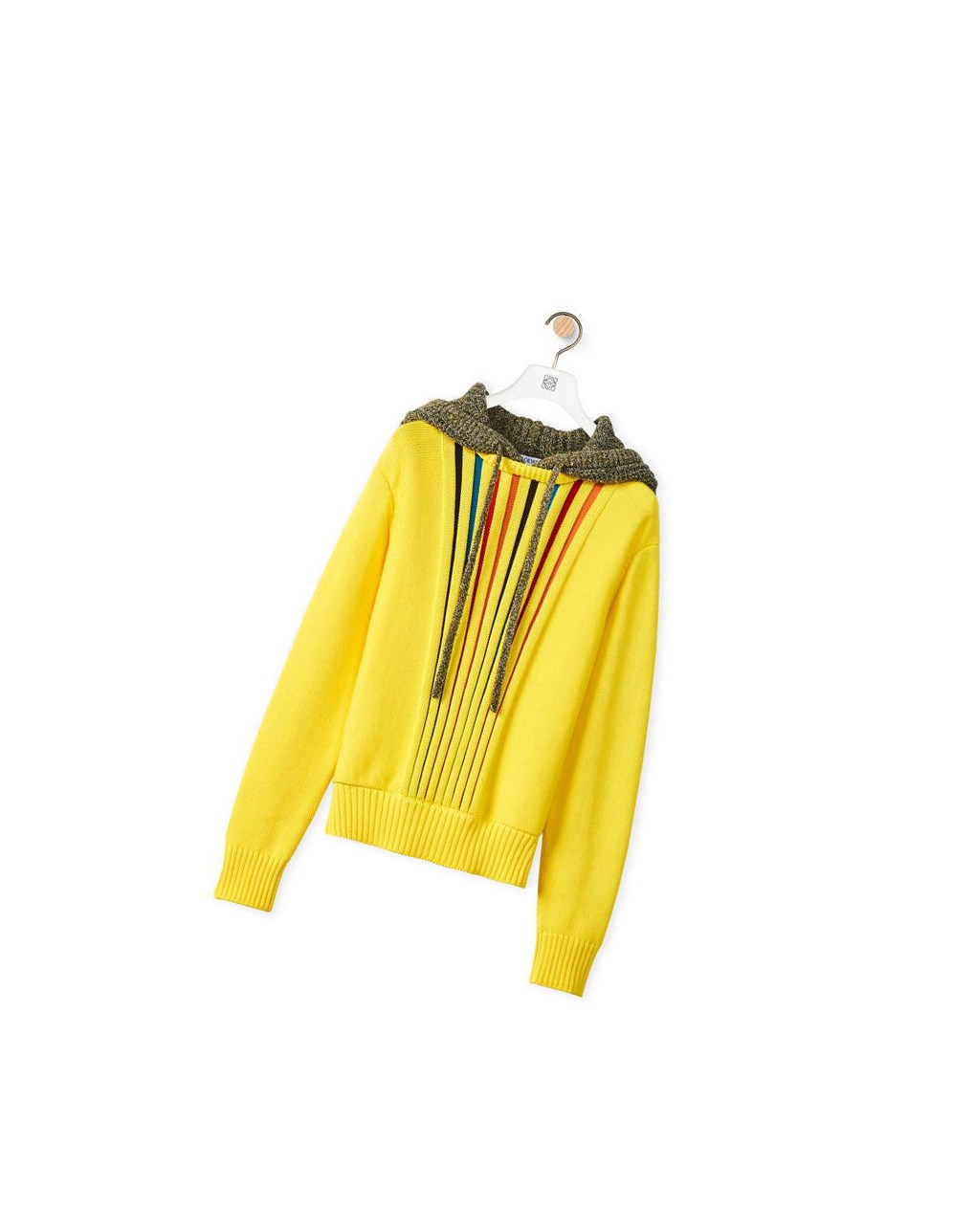 Loewe Multi-colour knit hoodie in cotton Jaune | 1659KEDMB