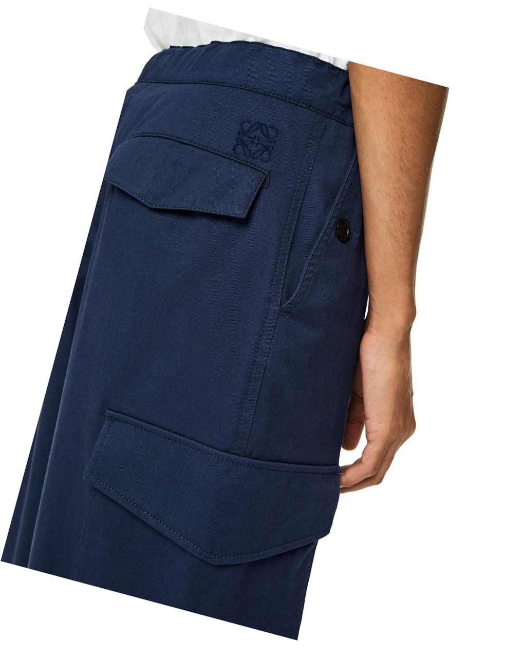 Loewe Multi pocket drawstring trousers in cotton Petroleum | 7561VUSZN