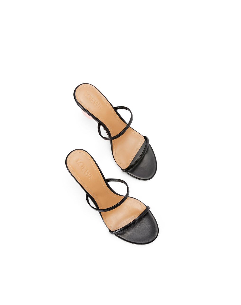 Loewe Nail polish sandal in goatskin Noir Rose | 5708PMYIA