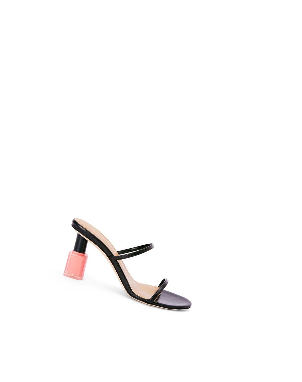 Loewe Nail polish sandal in goatskin Noir Rose | 5708PMYIA