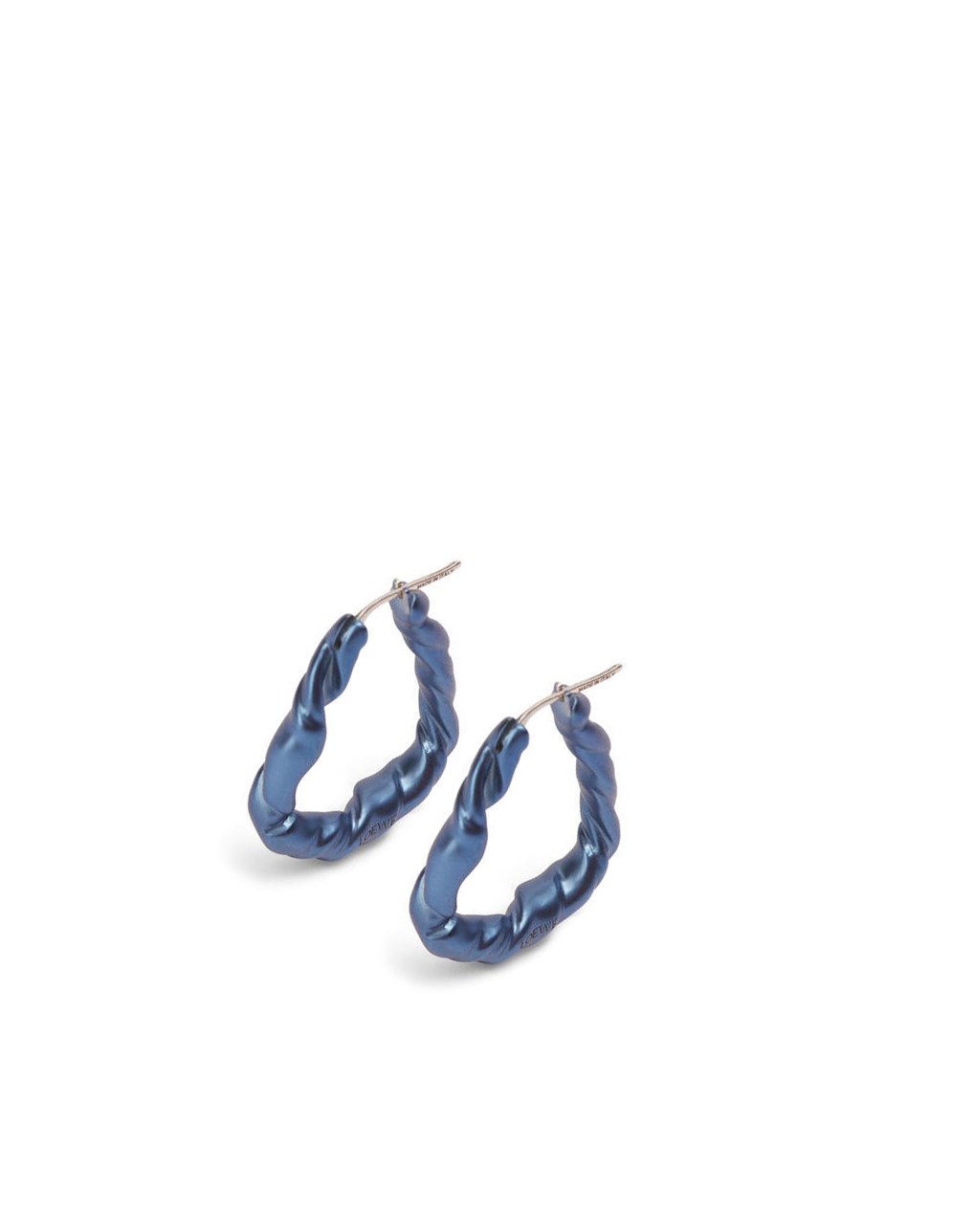 Loewe Nappa twist loop earrings in sterling silver Bleu | 9041WFRAS