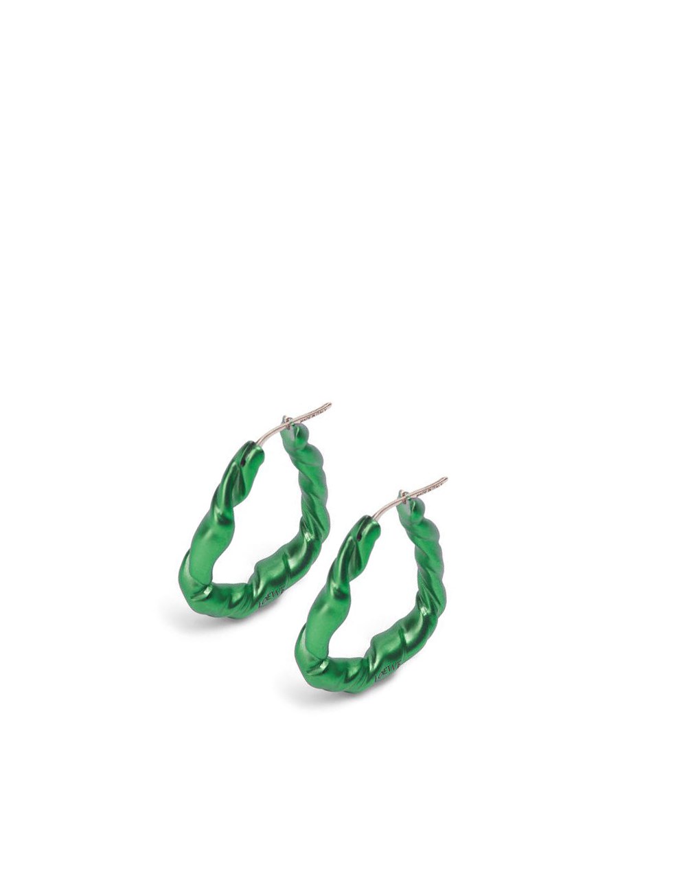 Loewe Nappa twist loop earrings in sterling silver Vert Foncé | 9046WCNZI