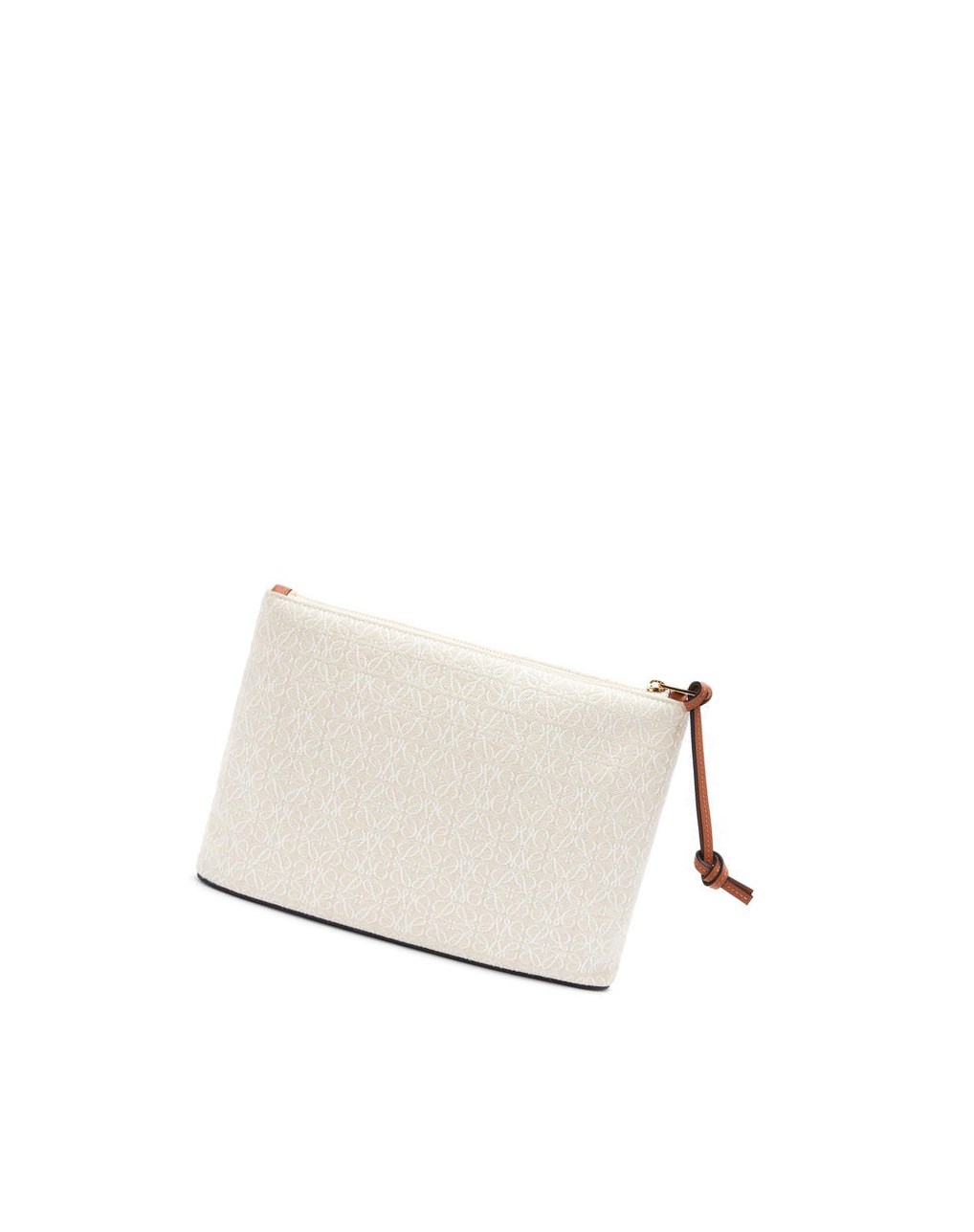 Loewe Oblong pouch in Anagram jacquard and calfskin Ecru / Tan | 1586CUKYB