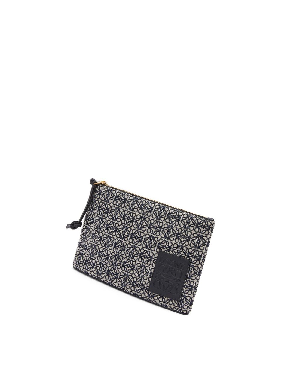 Loewe Oblong pouch in Anagram jacquard and calfskin Bleu Marine Noir | 2907LBZPS