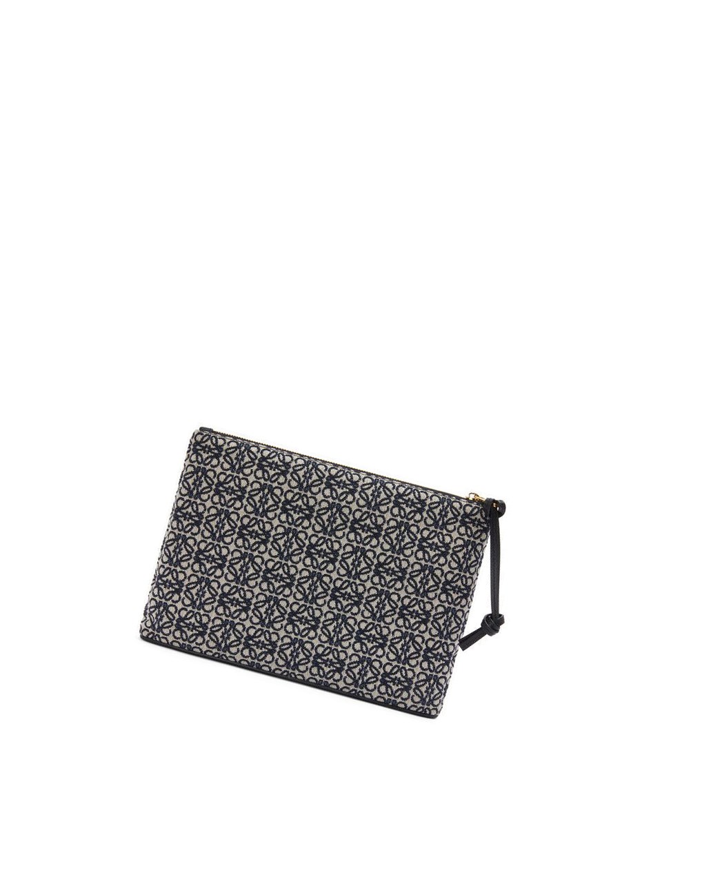 Loewe Oblong pouch in Anagram jacquard and calfskin Bleu Marine Noir | 2907LBZPS