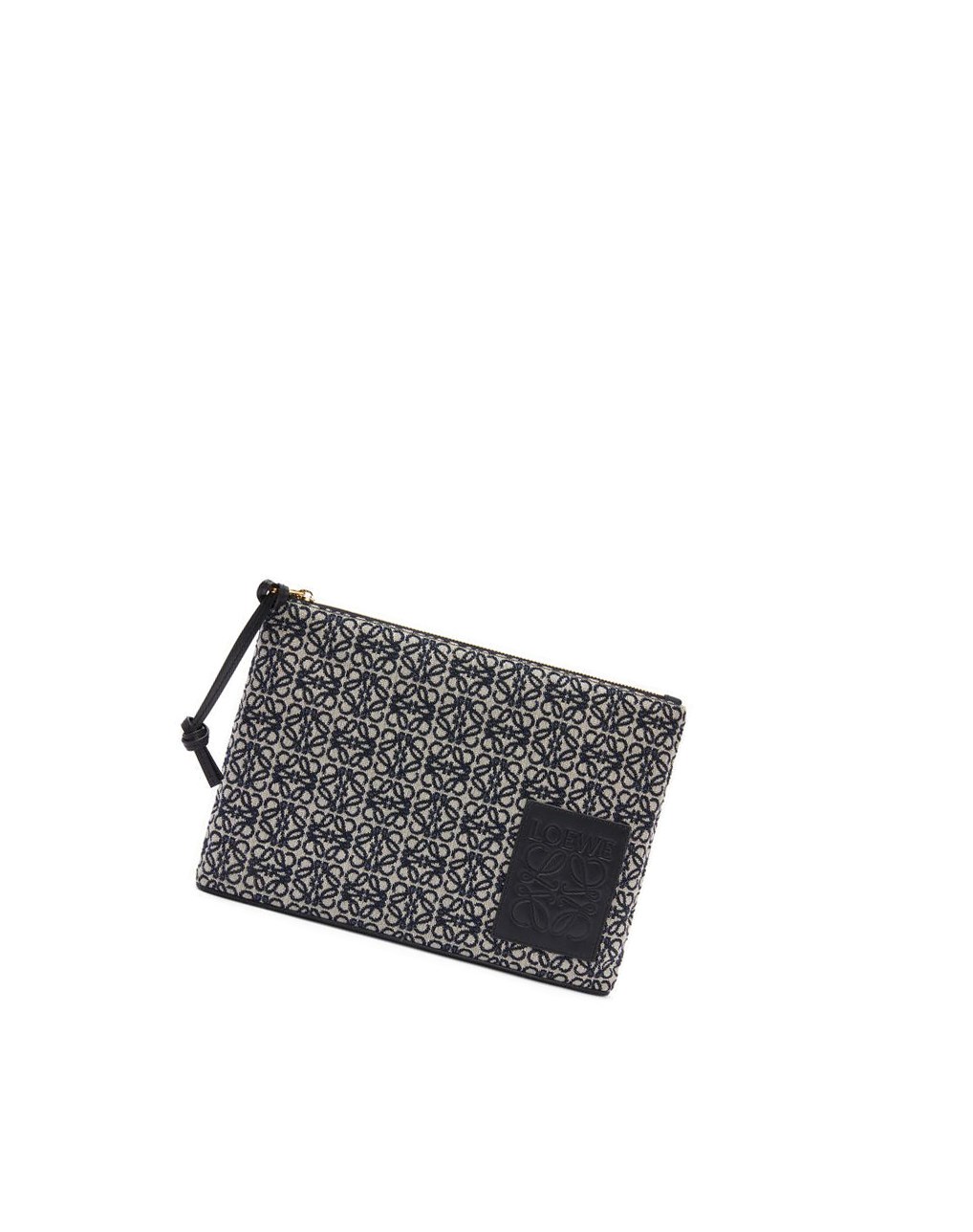 Loewe Oblong pouch in Anagram jacquard and calfskin Bleu Marine Noir | 2907LBZPS