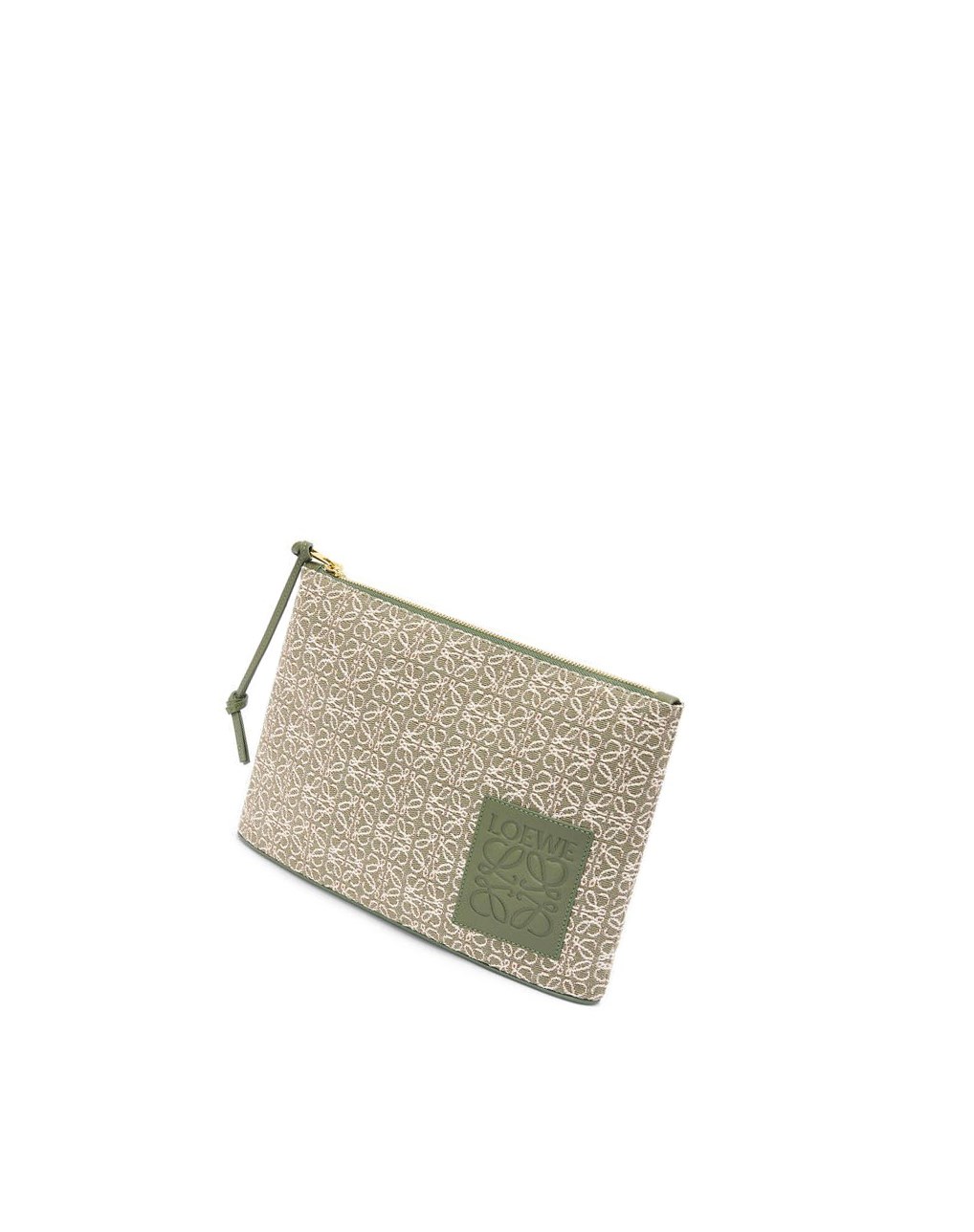 Loewe Oblong pouch in Anagram jacquard and calfskin Vert Vert | 4627DQEMV