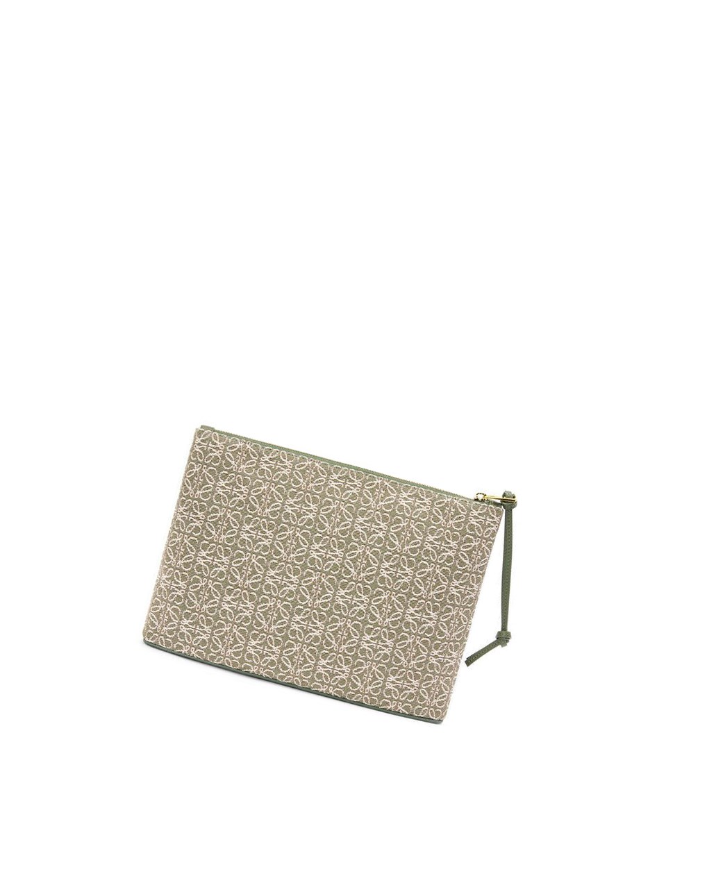 Loewe Oblong pouch in Anagram jacquard and calfskin Vert Vert | 4627DQEMV