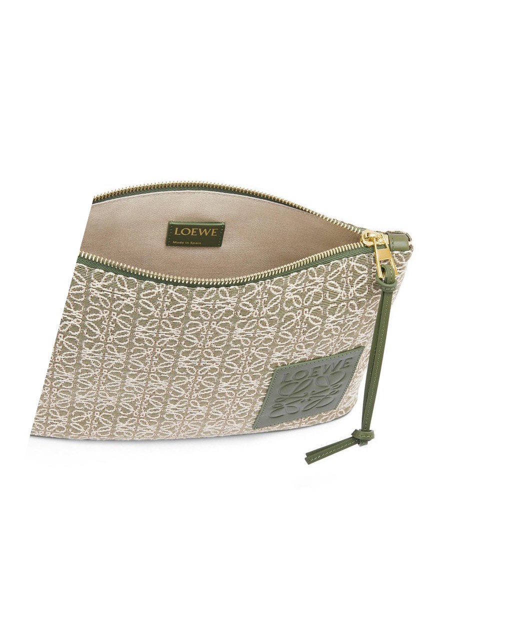 Loewe Oblong pouch in Anagram jacquard and calfskin Vert Vert | 4627DQEMV