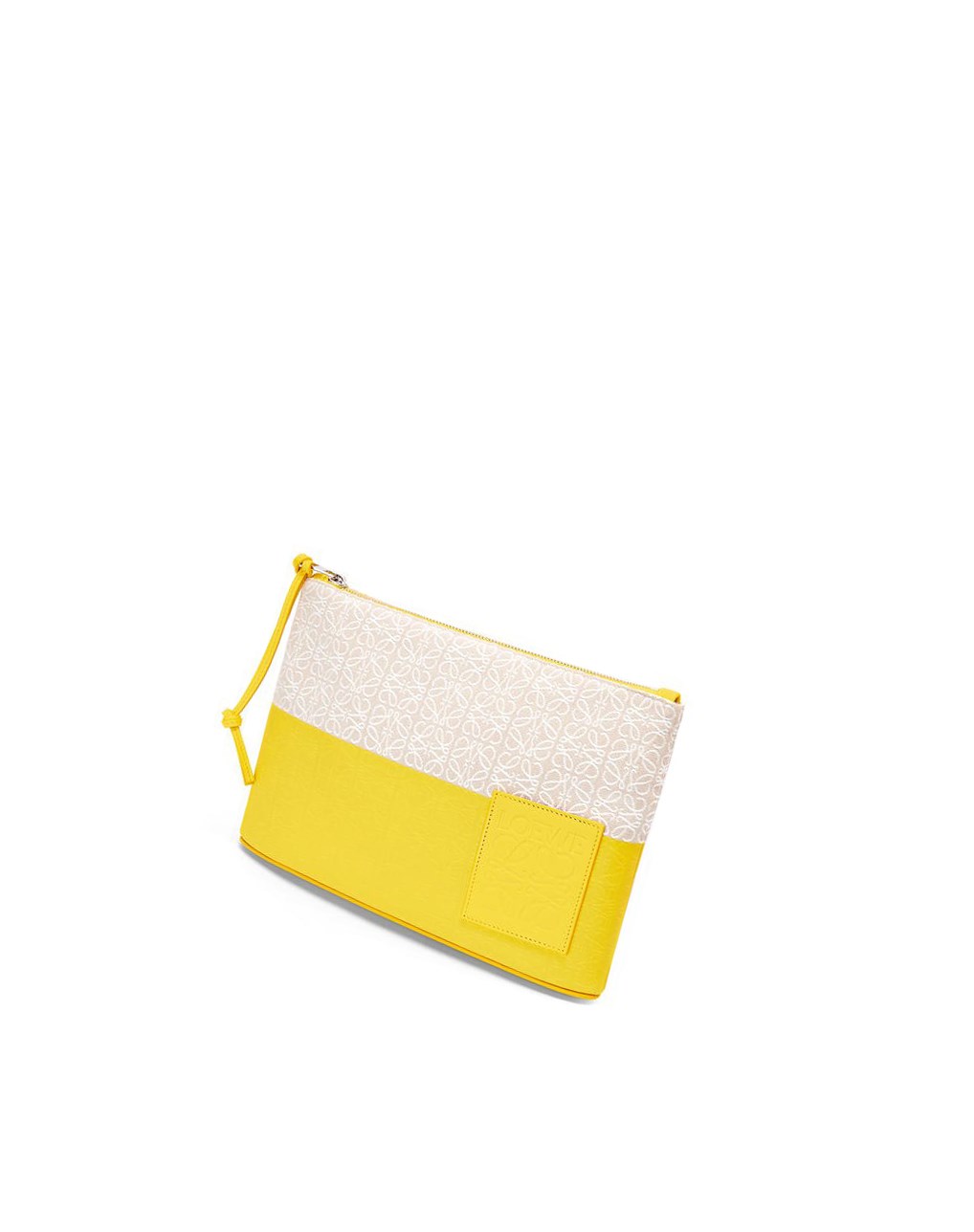 Loewe Oblong pouch in jacquard and calfskin Citron | 4738RAKOB