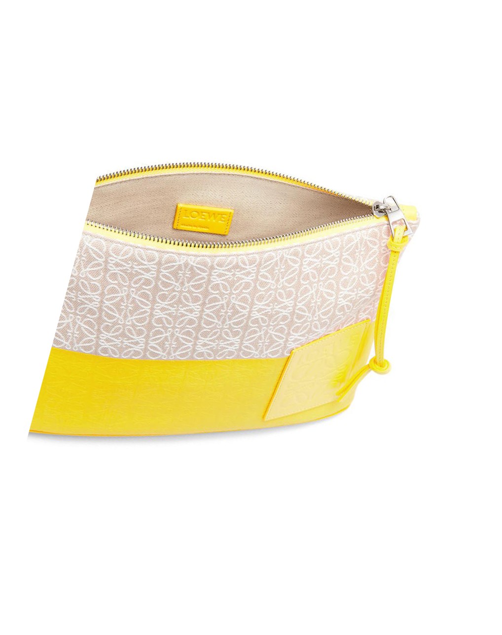 Loewe Oblong pouch in jacquard and calfskin Citron | 4738RAKOB