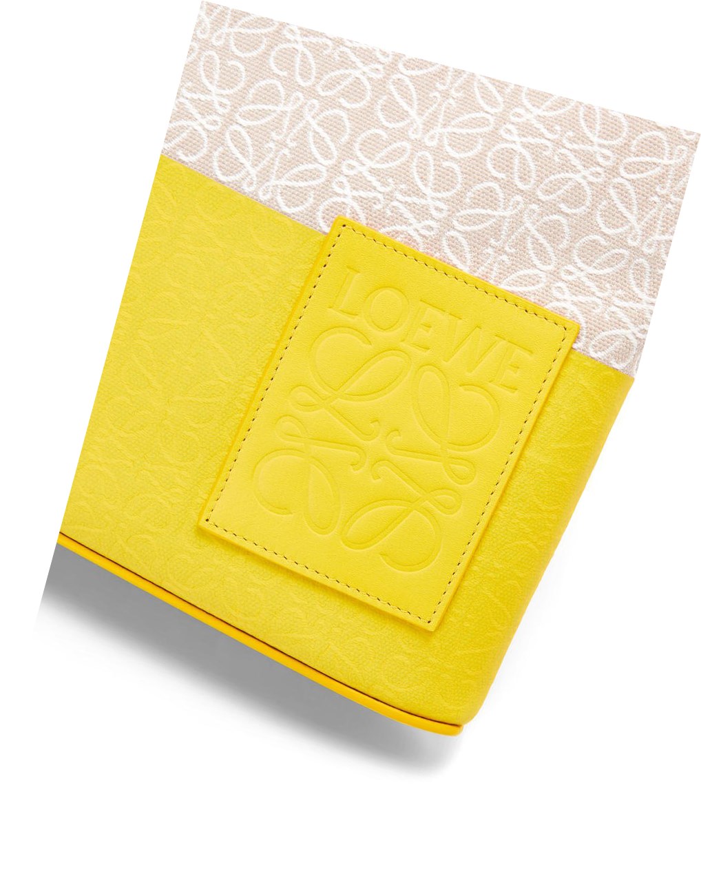 Loewe Oblong pouch in jacquard and calfskin Citron | 4738RAKOB