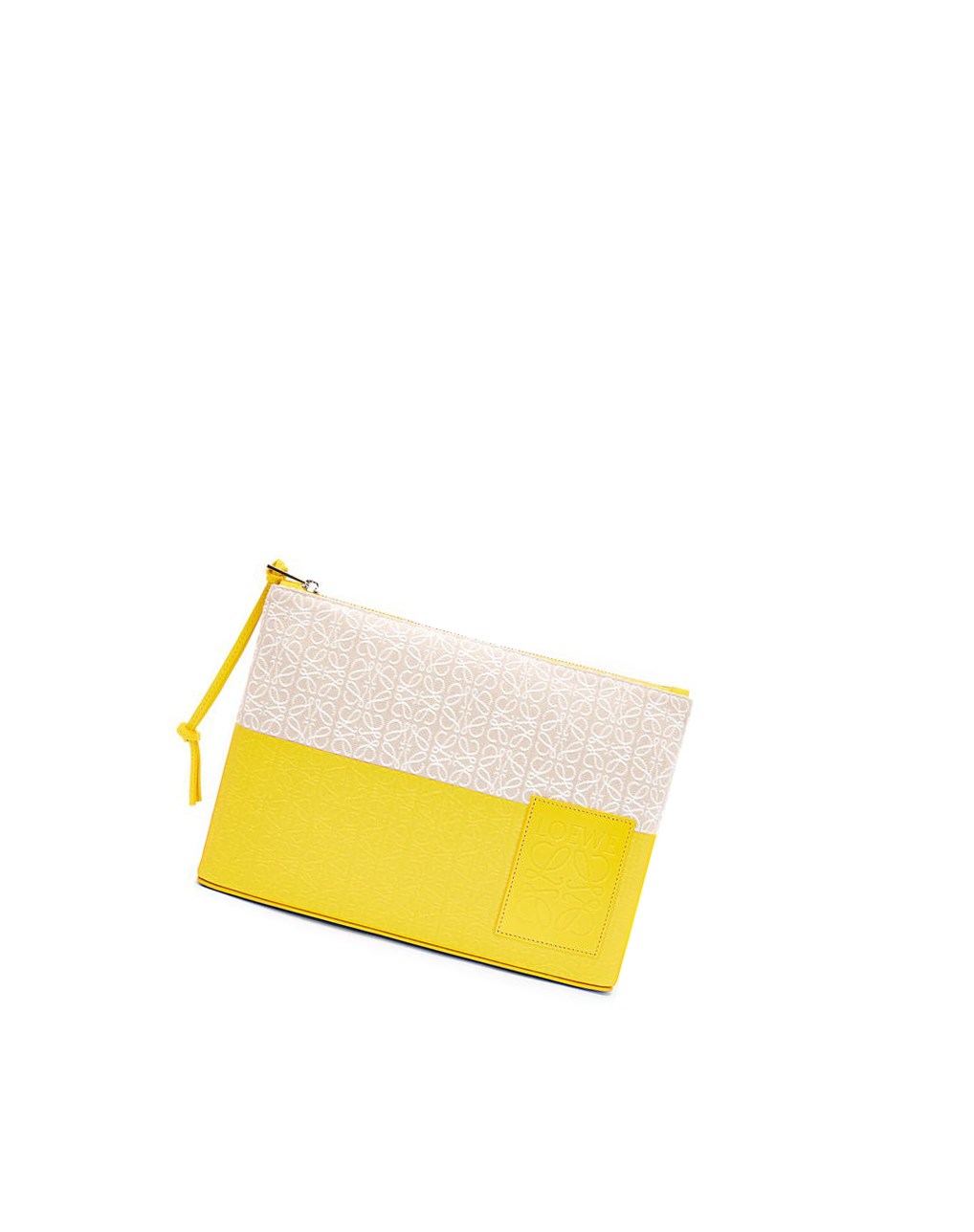 Loewe Oblong pouch in jacquard and calfskin Citron | 4738RAKOB