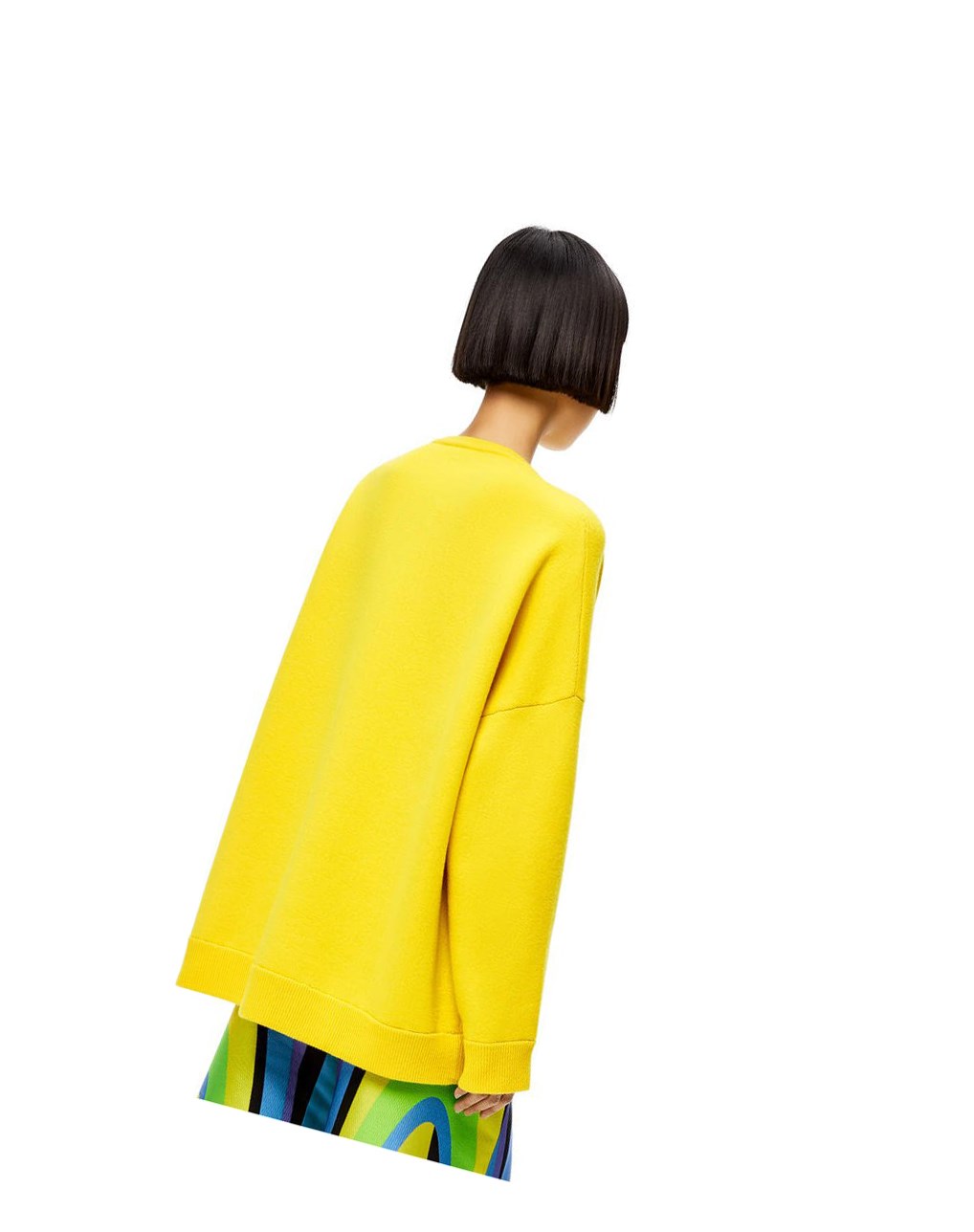 Loewe Oversize crewneck sweater in cashmere Jaune | 3720JODGU