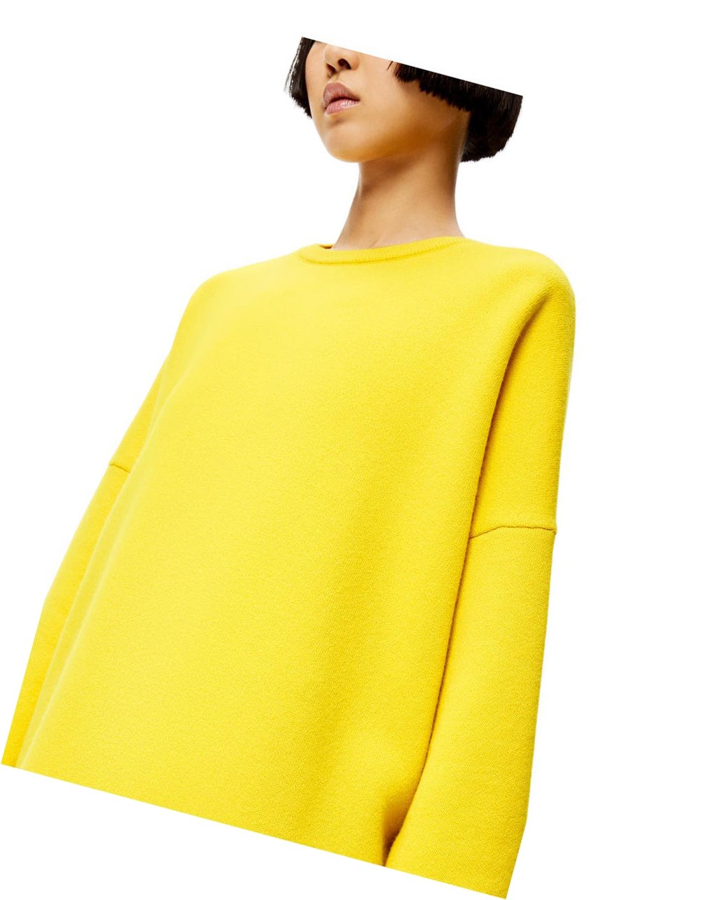 Loewe Oversize crewneck sweater in cashmere Jaune | 3720JODGU