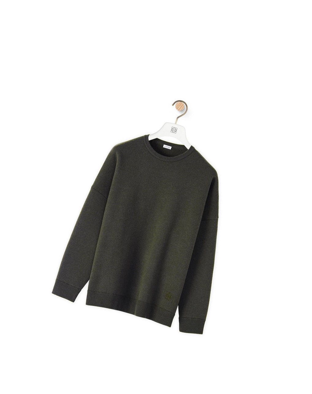 Loewe Oversize crewneck sweater in cashmere Kaki Vert | 7019VGQOU