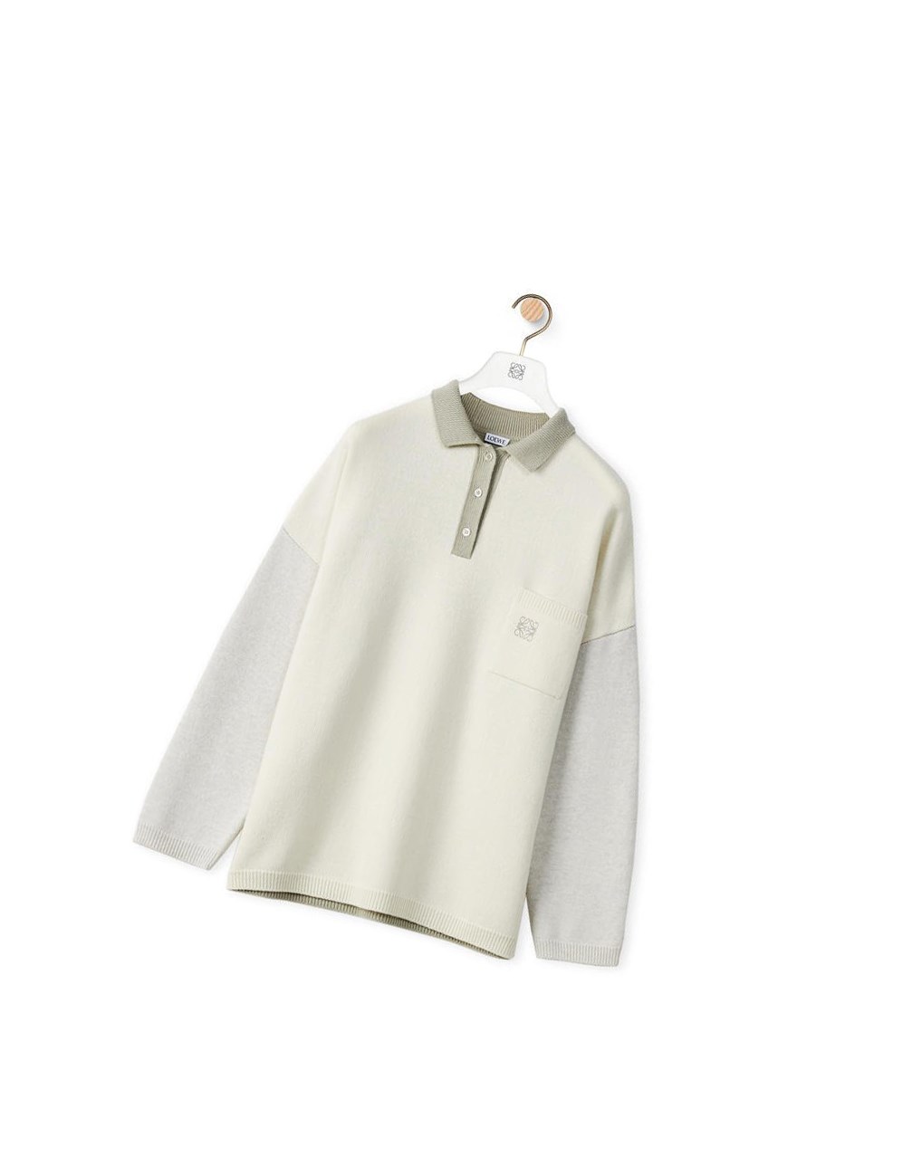 Loewe Oversize polo collar sweater in wool Grise | 9475CVOAP