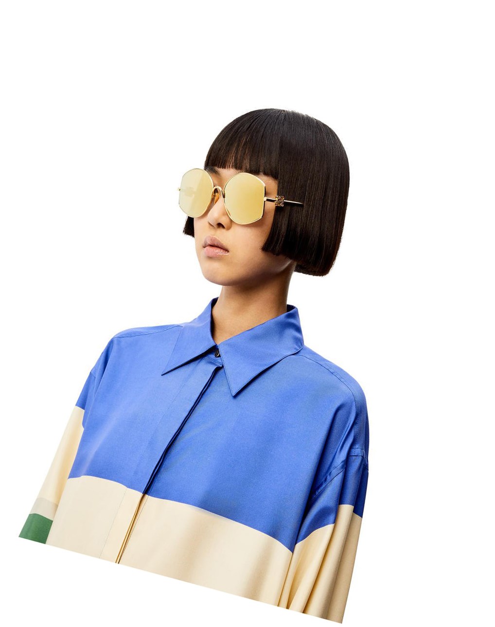 Loewe Oversize sunglasses in metal Doré Doré | 4201FHGKA