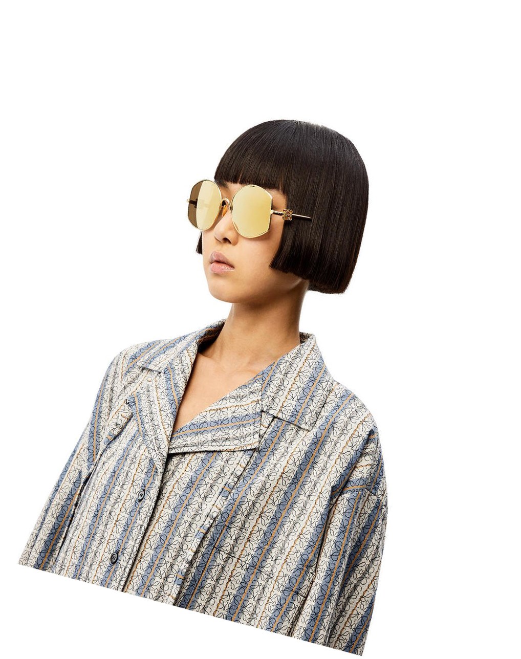 Loewe Oversize sunglasses in metal Doré Sable | 5264ZUCBW