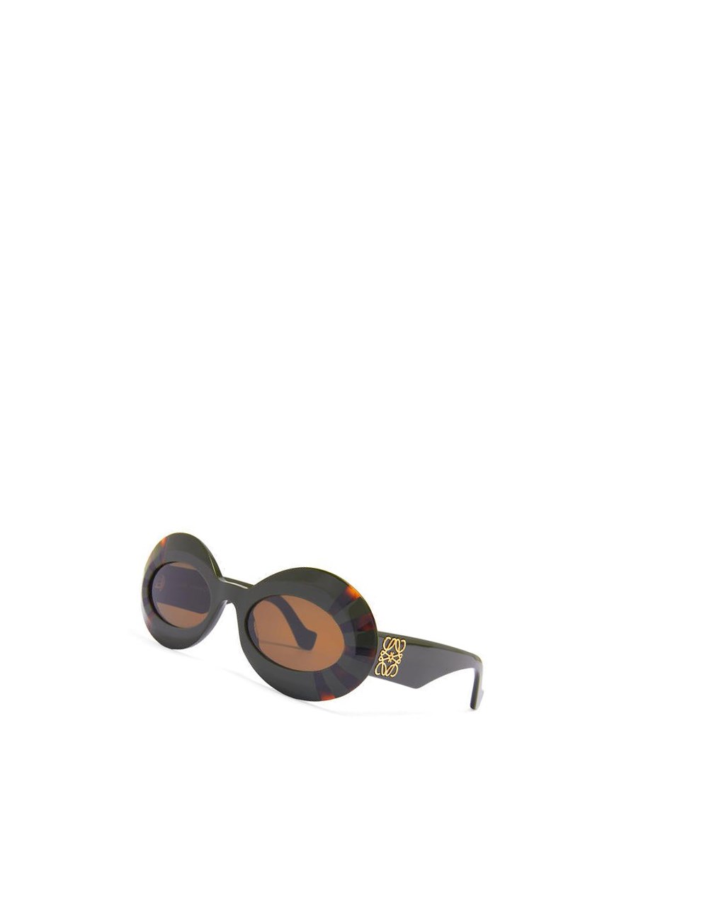 Loewe Oversized oval sunglasses in acetate Kakhi / Havana | 8413RBMYP