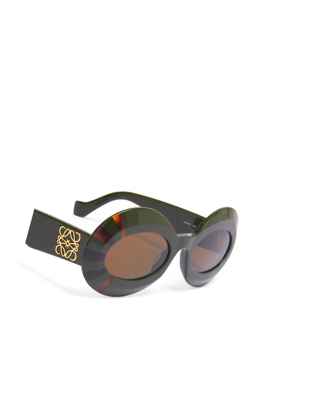 Loewe Oversized oval sunglasses in acetate Kakhi / Havana | 8413RBMYP