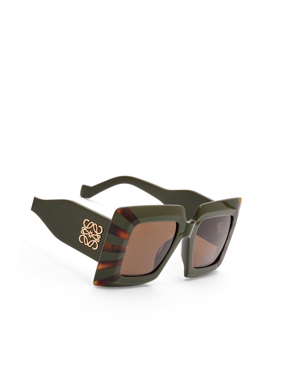 Loewe Oversized square sunglasses in acetate Kakhi / Havana | 5396SMEIW