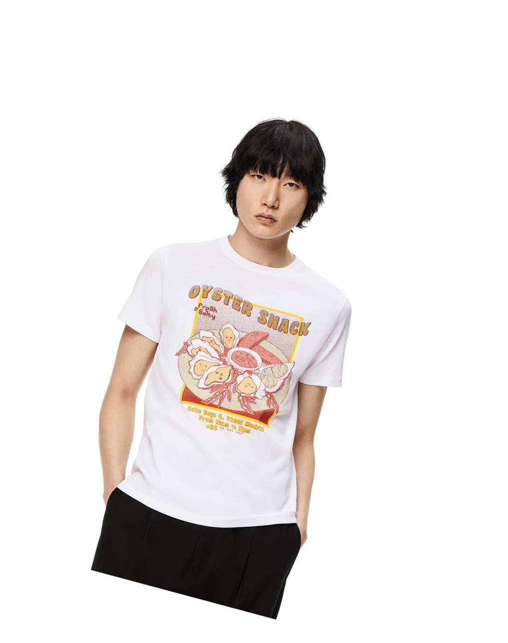 Loewe Oyster print T-shirt in cotton Blanche | 8347NHKZE