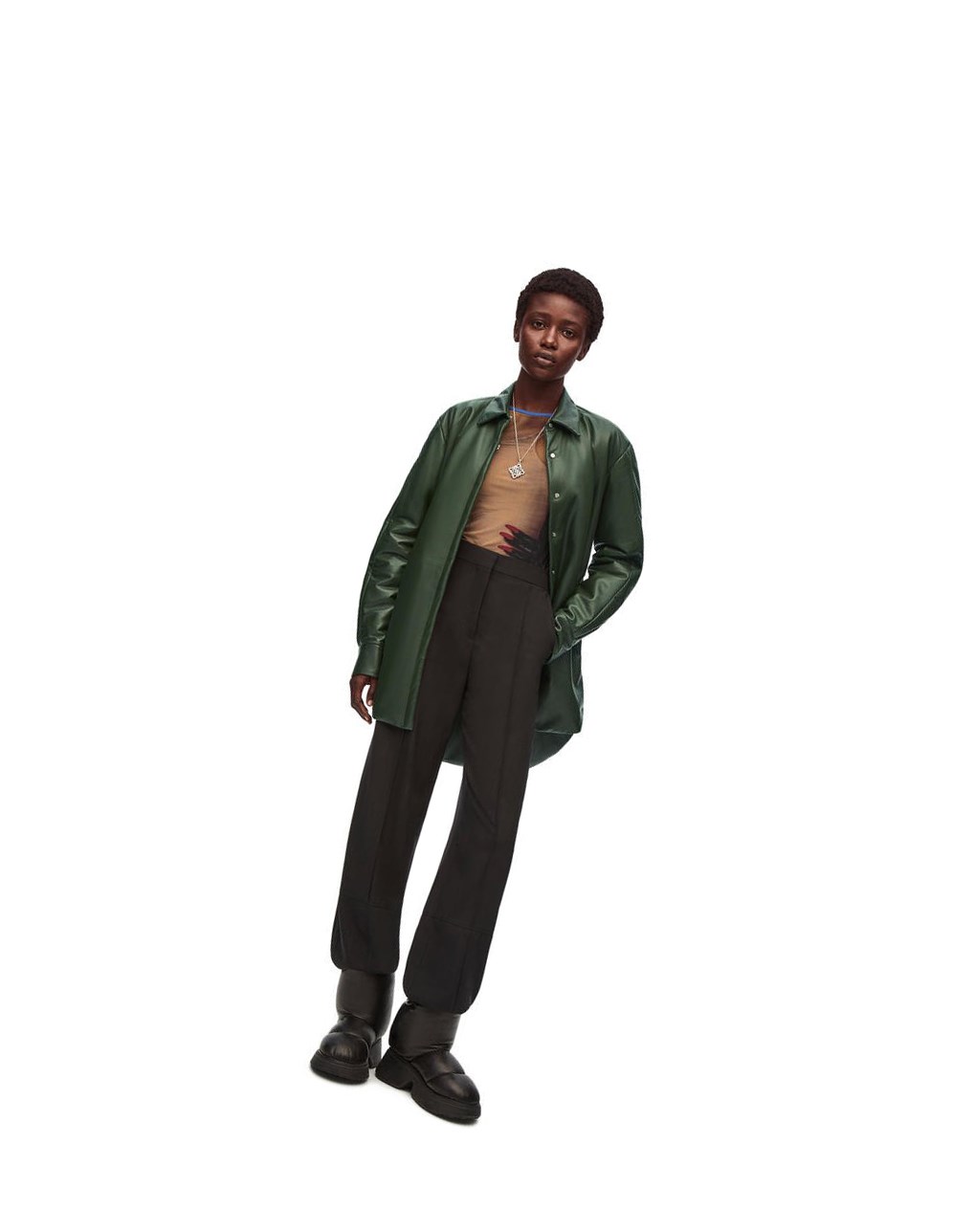 Loewe Padded overshirt in nappa Vert | 4317UOGAE