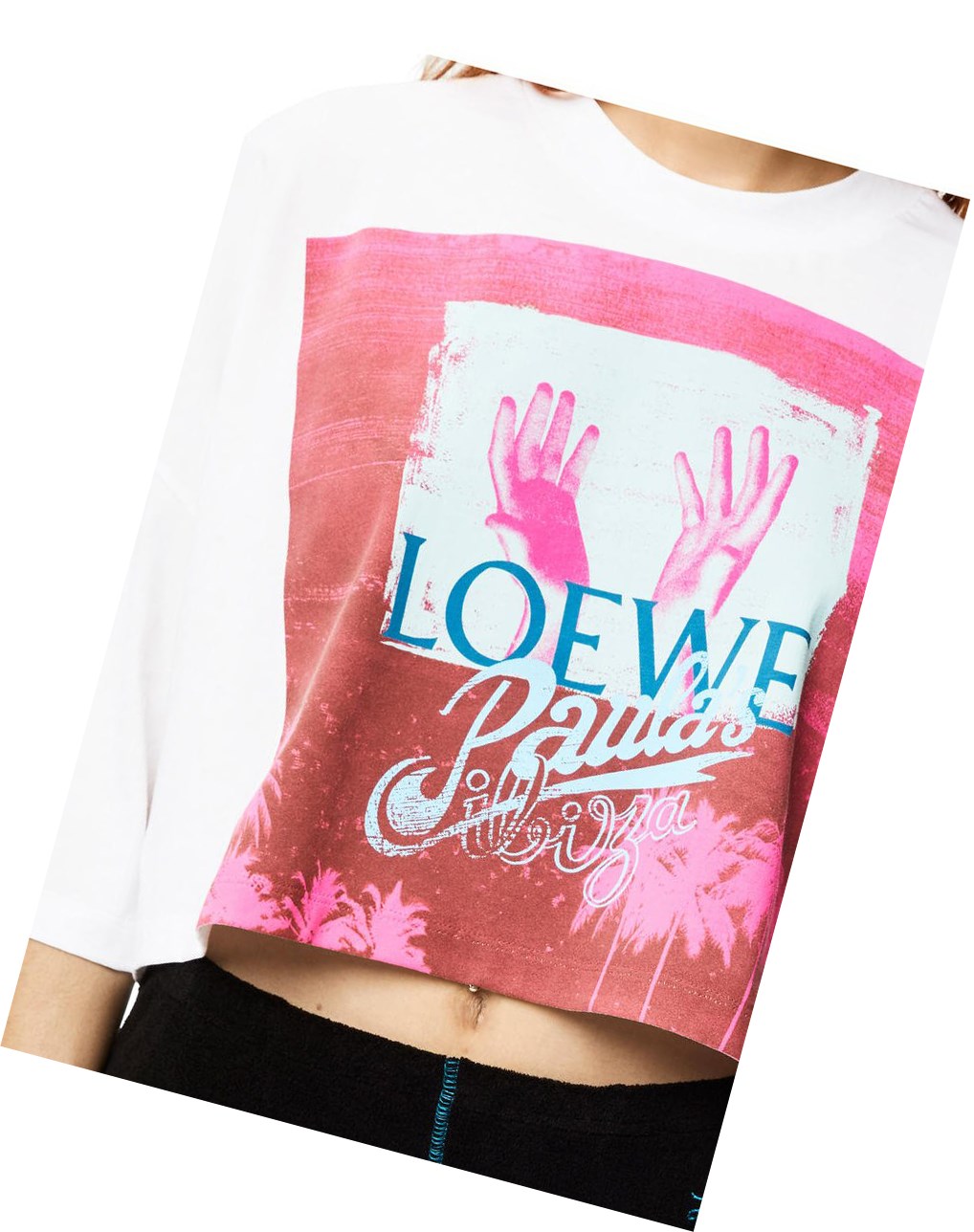 Loewe Palm cropped T-shirt in cotton Blanche Multicolore | 0623OABDE