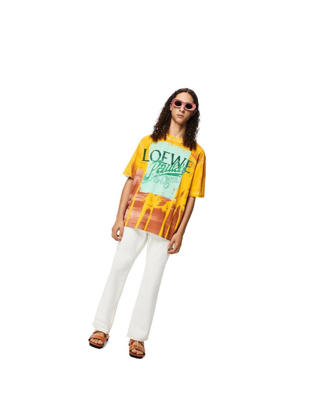 Loewe Palm print T-shirt in cotton Blanche | 4162UTDMK