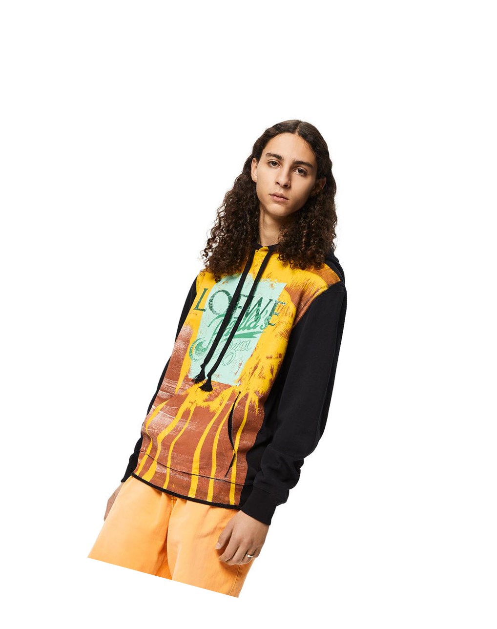 Loewe Palm print hoodie in cotton Noir Multicolore | 6418HCRQM