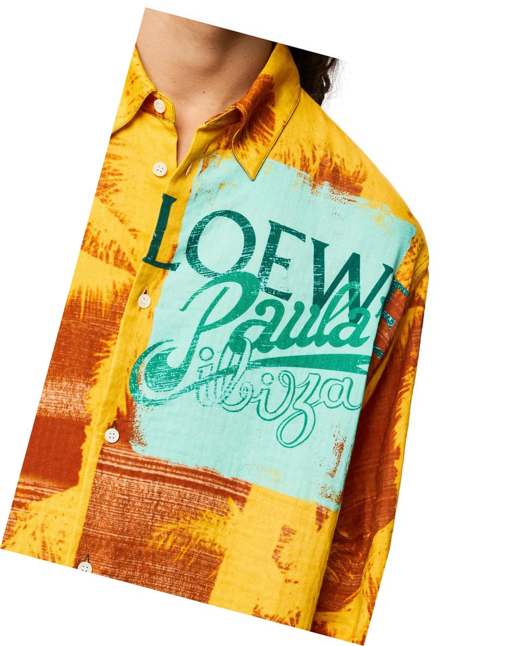 Loewe Palm print shirt in cotton Jaune Orange | 8230AINLT