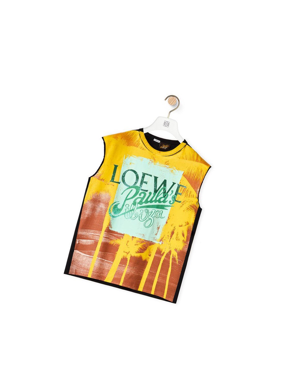 Loewe Palm print sleeveless T-shirt in cotton Noir Multicolore | 2651FRKIB