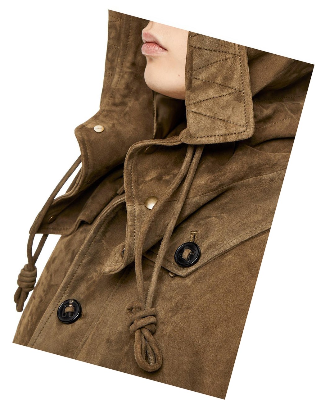 Loewe Parachute jacket in suede Vert Marron Foncé | 7348STHGW