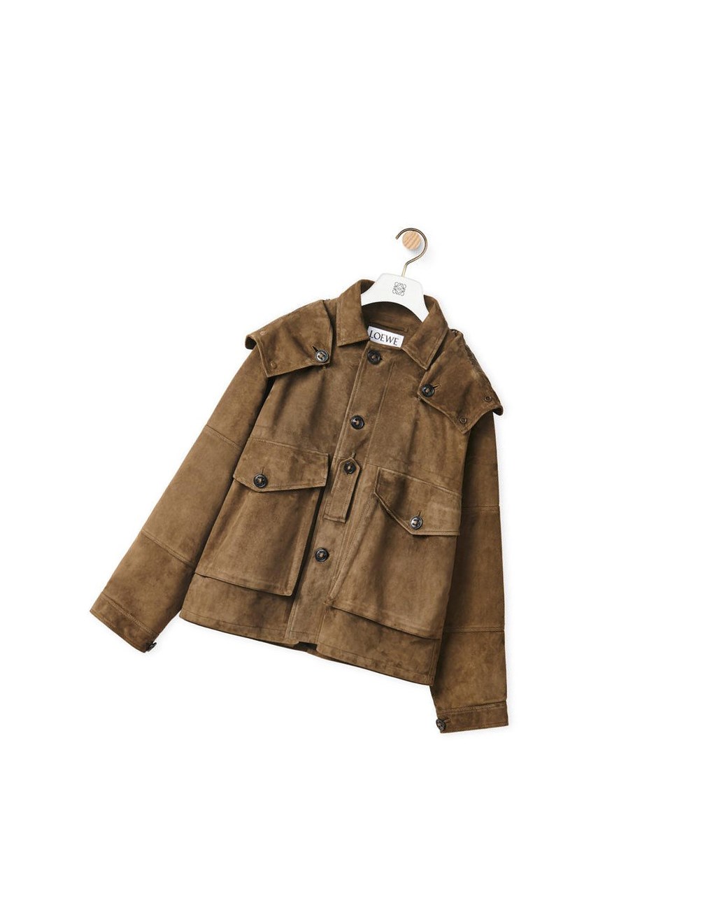 Loewe Parachute jacket in suede Vert Marron Foncé | 7348STHGW