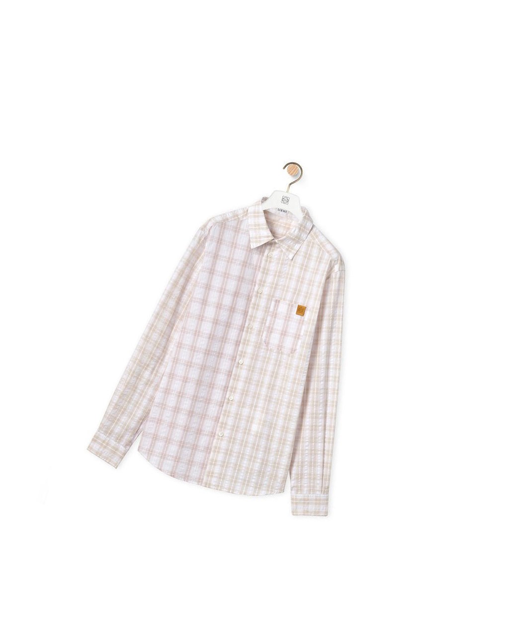 Loewe Patchwork check shirt in cotton Blanche Beige | 3506NUEGF