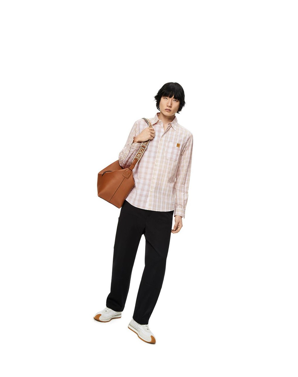 Loewe Patchwork check shirt in cotton Blanche Beige | 3506NUEGF