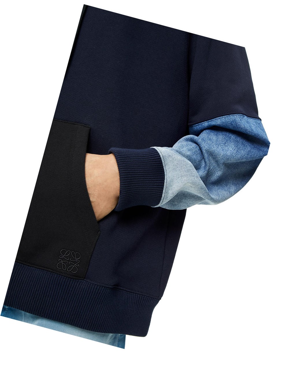 Loewe Patchwork hoodie in cotton Noir Bleu Marine Foncé | 9537GCJVA