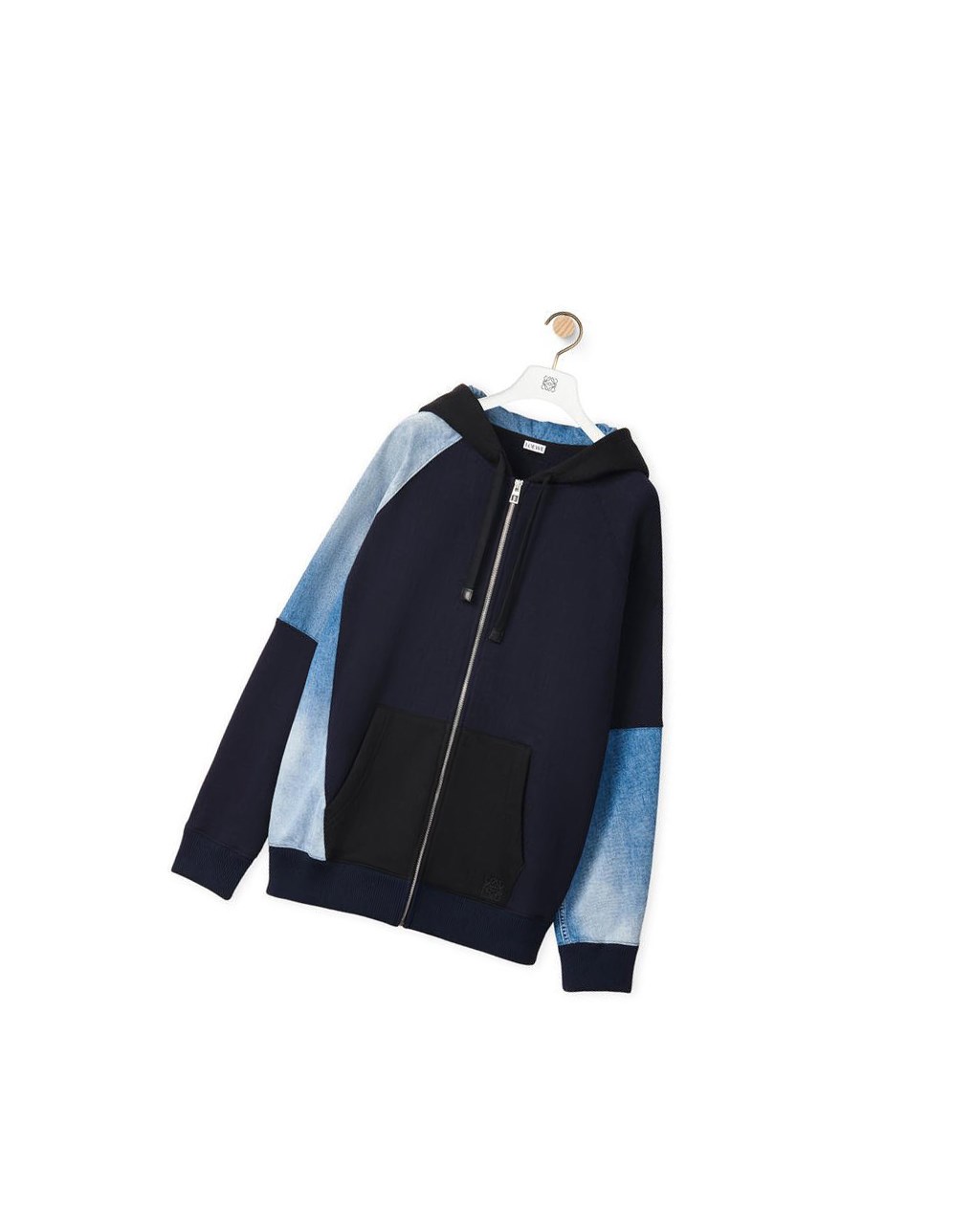 Loewe Patchwork hoodie in cotton Noir Bleu Marine Foncé | 9537GCJVA