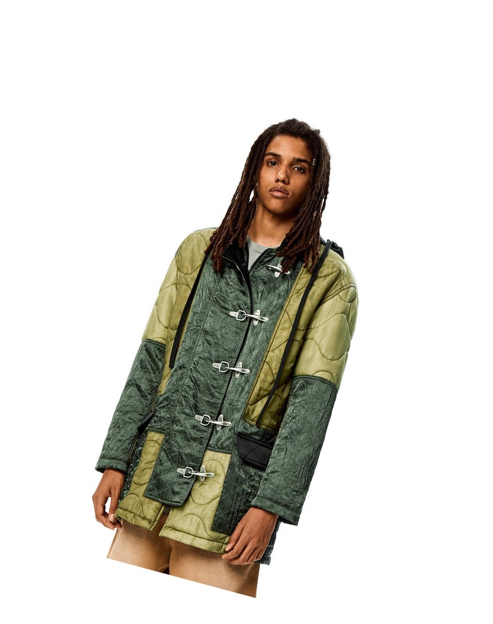 Loewe Patchwork padded parka Kaki Vert | 0384NAICS