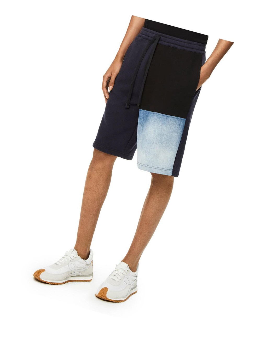 Loewe Patchwork shorts in cotton Noir Bleu Marine Foncé | 1063DUJAL