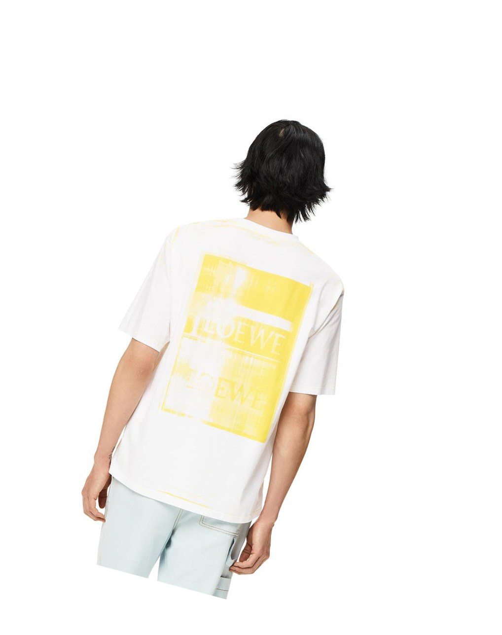 Loewe Photocopy Anagram T-shirt in cotton Blanche Jaune | 4129YTPXJ