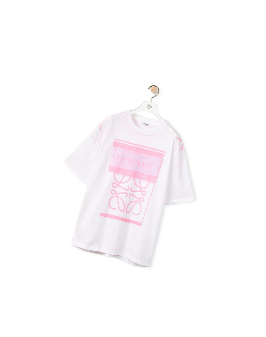 Loewe Photocopy Anagram T-shirt in cotton Blanche Rose | 8056CKOMQ