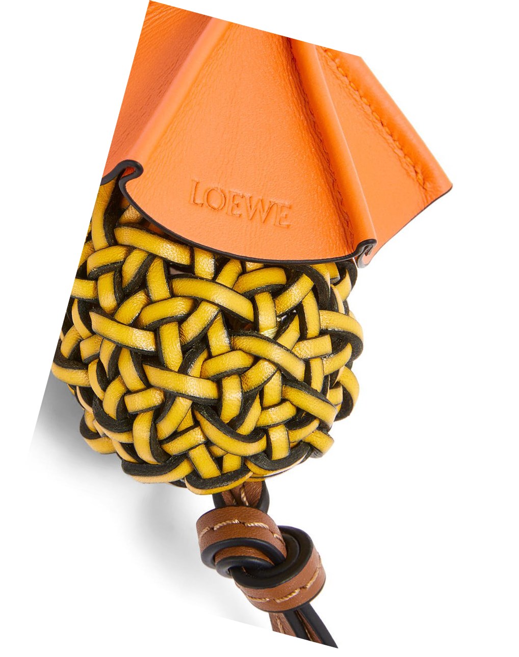 Loewe Pineapple cocktail charm in calfskin and brass Jaune | 6970BSOGY