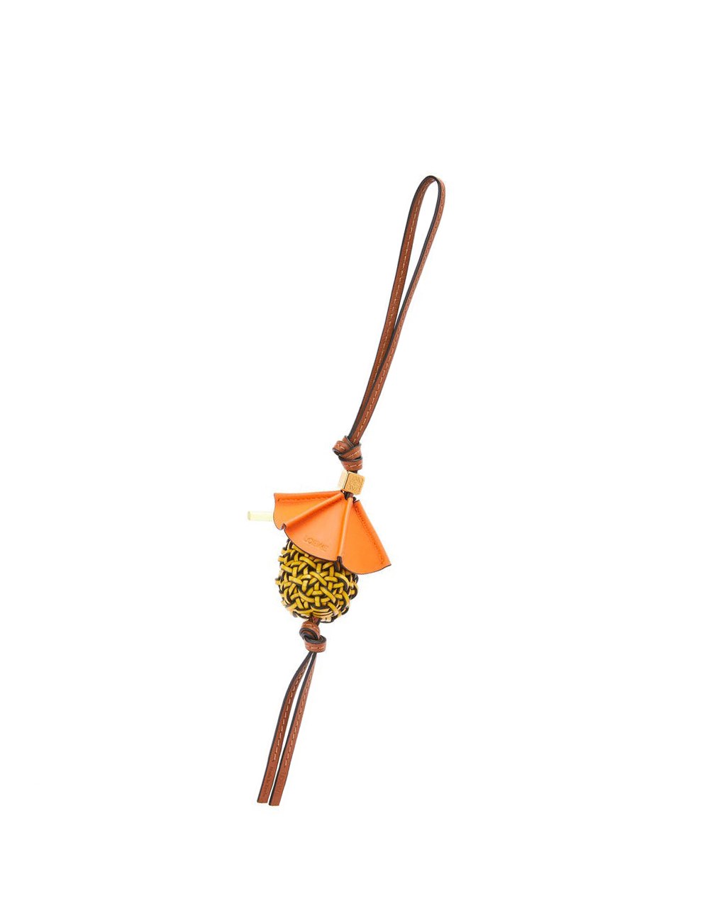 Loewe Pineapple cocktail charm in calfskin and brass Jaune | 6970BSOGY