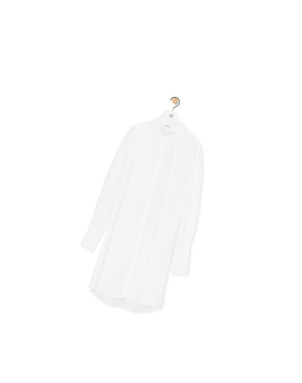 Loewe Pleated shirt dress in cotton Blanche | 4730BPVTC