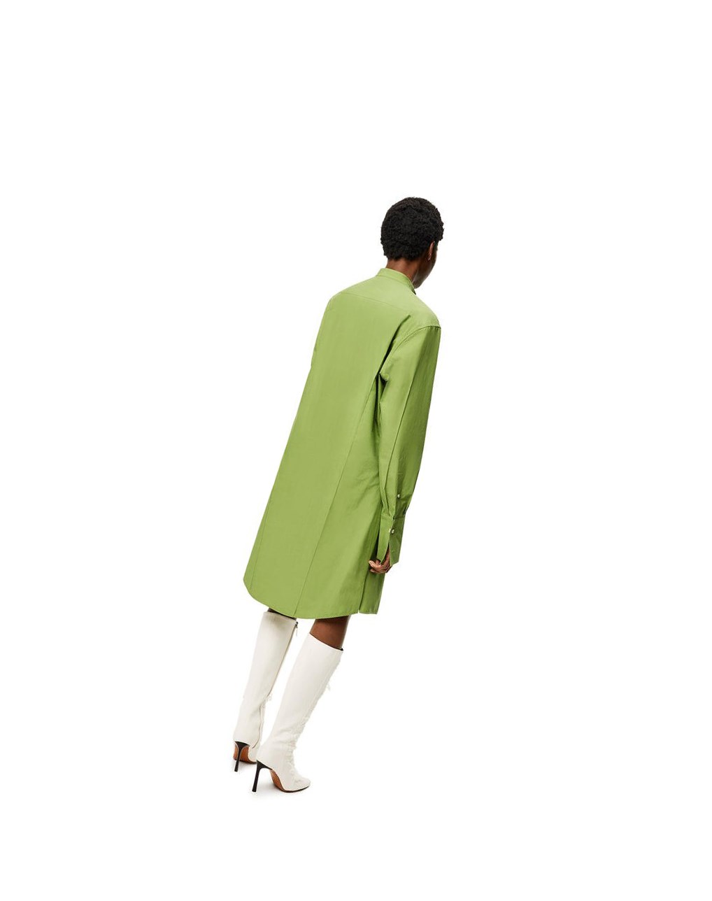 Loewe Pleated shirt dress in cotton Vert | 4193YXZHR